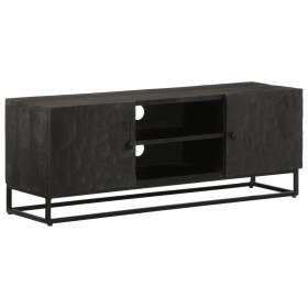 Mueble de TV madera maciza de mango y hierro negro 110x30x40 cm
