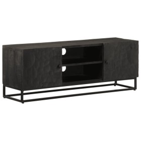TV-Möbel aus massivem Mangoholz und schwarzem Eisen 110x30x40 cm von vidaXL, Schließfächer und Lagerschränke - Ref: Foro24-37...
