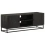 Mueble de TV madera maciza de mango y hierro negro 110x30x40 cm de vidaXL, Taquillas y armarios de almacenamiento - Ref: Foro...