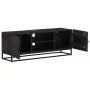 Mueble de TV madera maciza de mango y hierro negro 110x30x40 cm de vidaXL, Taquillas y armarios de almacenamiento - Ref: Foro...