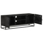 TV-Möbel aus massivem Mangoholz und schwarzem Eisen 110x30x40 cm von vidaXL, Schließfächer und Lagerschränke - Ref: Foro24-37...