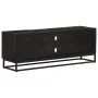 Mueble de TV madera maciza de mango y hierro negro 110x30x40 cm de vidaXL, Taquillas y armarios de almacenamiento - Ref: Foro...