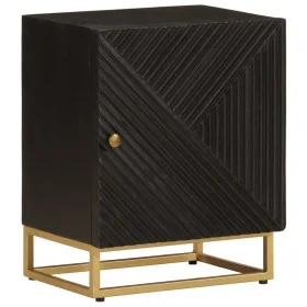 Mesita de noche madera maciza mango y hierro negro 40x30x50 cm by vidaXL, Lockers and storage cabinets - Ref: Foro24-372024, ...