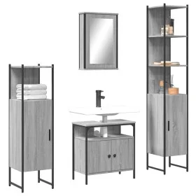 Set de muebles de baño 4 pzas madera contrachapada gris sonoma de vidaXL, Muebles de baño - Ref: Foro24-3214828, Precio: 231,...