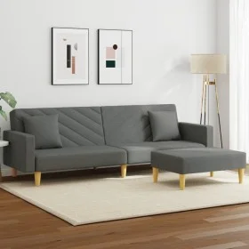 Zweiplätziges Schlafsofa mit Kissen und Hocker, dunkelgraues Stoff. von vidaXL, Sofas - Ref: Foro24-3216259, Preis: 325,93 €,...
