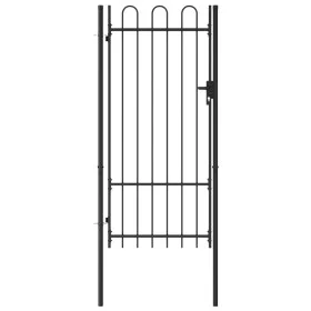 Zauntor mit Tür und Bögen aus schwarzem Stahl 1x2 m von vidaXL, Gartentore - Ref: Foro24-145744, Preis: 164,61 €, Rabatt: %