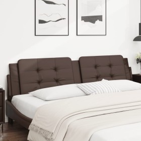 Cabecero de cama acolchado cuero sintético marrón 200 cm