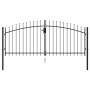 Cancela de valla doble puerta con puntas acero negro 3x1,25 m