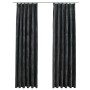 Cortinas opacas y ganchos 2 uds terciopelo antracita 140x245 cm