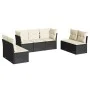 Set de comedor de jardín 7 pzas y cojines ratán sintético negro by vidaXL, Garden sets - Ref: Foro24-3249245, Price: 397,24 €...