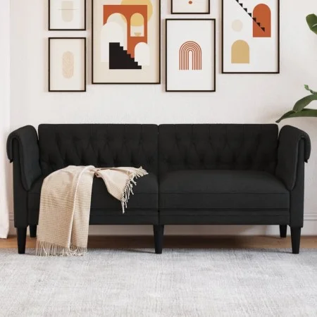 Sofá Chesterfield de 2 plazas tela negro by vidaXL, Sofas - Ref: Foro24-372549, Price: 272,26 €, Discount: %