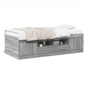 Sonoma gray engineered wood lounger with drawers 100x200 cm by vidaXL, Beds and slatted bases - Ref: Foro24-3280242, Price: 1...
