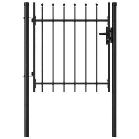 Cancela de valla con una puerta y puntas acero negro 1x1 m de vidaXL, Puertas de jardín - Ref: Foro24-146032, Precio: 148,31 ...
