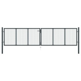 Puerta de malla de jardín acero galvanizado gris 400x150 cm de vidaXL, Puertas de jardín - Ref: Foro24-145777, Precio: 395,69...