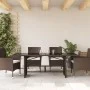 Mesa de jardín superficie de vidrio ratán PE marrón 190x80x74cm de vidaXL, Mesas de jardín - Ref: Foro24-365305, Precio: 185,...