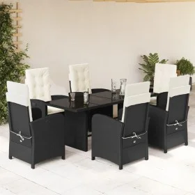 Set de comedor de jardín 7 pzas y cojines ratán sintético negro by vidaXL, Garden sets - Ref: Foro24-3212248, Price: 846,35 €...