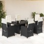 Garten-Essgruppe 7-teilig mit schwarzen Polstern aus synthetischem Rattan. von vidaXL, Gartensets - Ref: Foro24-3212248, Prei...