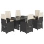 Garten-Essgruppe 7-teilig mit schwarzen Polstern aus synthetischem Rattan. von vidaXL, Gartensets - Ref: Foro24-3212248, Prei...