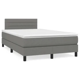 Box spring bed with mattress and LED dark brown fabric 120x190 cm by vidaXL, Beds and slatted bases - Ref: Foro24-3270047, Pr...