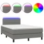Box spring bed with mattress and LED dark brown fabric 120x190 cm by vidaXL, Beds and slatted bases - Ref: Foro24-3270047, Pr...