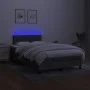 Box spring bed with mattress and LED dark brown fabric 120x190 cm by vidaXL, Beds and slatted bases - Ref: Foro24-3270047, Pr...