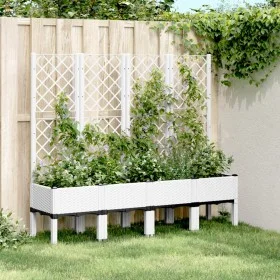 Jardinera con enrejado PP blanco 160x40x142 cm by vidaXL, Pots and planters - Ref: Foro24-367934, Price: 135,44 €, Discount: %