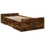 Smoked oak engineered wood bed with drawers 75x190 cm by vidaXL, Beds and slatted bases - Ref: Foro24-3280353, Price: 108,45 ...