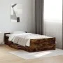Smoked oak engineered wood bed with drawers 75x190 cm by vidaXL, Beds and slatted bases - Ref: Foro24-3280353, Price: 108,45 ...
