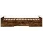 Smoked oak engineered wood bed with drawers 75x190 cm by vidaXL, Beds and slatted bases - Ref: Foro24-3280353, Price: 108,45 ...