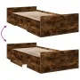 Bett aus geräuchertem Eichenholzwerkstoff mit Schubladen 90x200 cm von vidaXL, Betten und Lattenroste - Ref: Foro24-3280339, ...