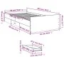 Bett aus geräuchertem Eichenholzwerkstoff mit Schubladen 90x200 cm von vidaXL, Betten und Lattenroste - Ref: Foro24-3280339, ...