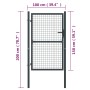 Puerta de malla de jardín acero galvanizado gris 100x200 cm
