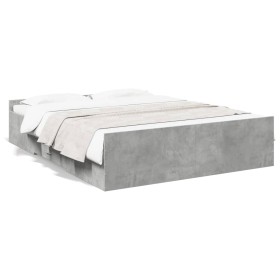 Concrete gray engineered wood bed with drawers 150x200 cm by vidaXL, Beds and slatted bases - Ref: Foro24-3280289, Price: 147...