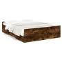 Smoked oak engineered wood bed with drawers 140x190 cm by vidaXL, Beds and slatted bases - Ref: Foro24-3280311, Price: 140,37...