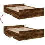 Smoked oak engineered wood bed with drawers 140x190 cm by vidaXL, Beds and slatted bases - Ref: Foro24-3280311, Price: 140,37...