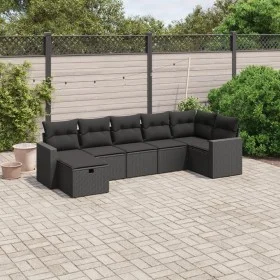 Garten-Essgruppe 7-teilig mit schwarzen Polstern aus synthetischem Rattan. von vidaXL, Gartensets - Ref: Foro24-3263501, Prei...