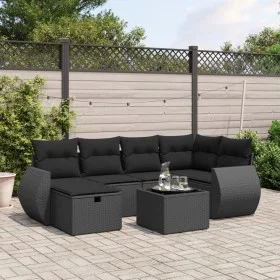 Garten-Essgruppe 7-teilig mit schwarzen Polstern aus synthetischem Rattan. von vidaXL, Gartensets - Ref: Foro24-3264111, Prei...