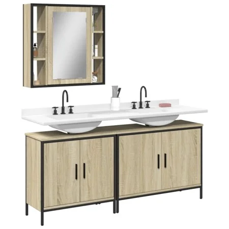 Set de muebles de baño 3 pzas madera contrachapada roble sonoma by vidaXL, Bathroom furniture - Ref: Foro24-3214731, Price: 1...