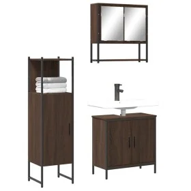 Badezimmermöbel-Set, 3-teilig, aus Sperrholz in brauner Eiche. von vidaXL, Badezimmermöbel - Ref: Foro24-3214704, Preis: 168,...