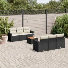 Set de comedor de jardín 7 pzas y cojines ratán sintético negro by vidaXL, Garden sets - Ref: Foro24-3256343, Price: 433,45 €...