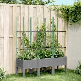 Blumenkasten mit hellem grauen PP-Gitter 120x40x142,5 cm von vidaXL, Töpfe und Pflanzgefäße - Ref: Foro24-367957, Preis: 58,9...