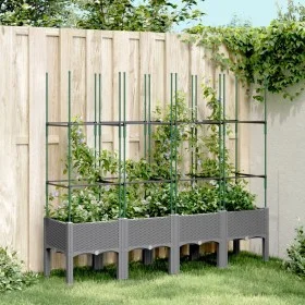 Blumenkasten mit hellem grauen PP-Gitter 160x40x142,5 cm von vidaXL, Töpfe und Pflanzgefäße - Ref: Foro24-367962, Preis: 86,6...