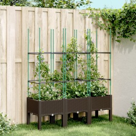 Blumenkasten mit braunem PP-Gitter 120x40x142,5 cm von vidaXL, Töpfe und Pflanzgefäße - Ref: Foro24-367960, Preis: 69,45 €, R...