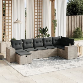7-teiliges Gartensofa-Set mit grauen PE-Rattan-Kissen. von vidaXL, Gartensets - Ref: Foro24-3264456, Preis: 436,36 €, Rabatt: %