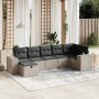 Set de sofás de jardín 7 piezas con cojines ratán PE gris de vidaXL, Conjuntos de jardín - Ref: Foro24-3264456, Precio: 436,3...