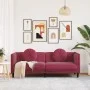 Sofá con cojines 3 plazas terciopelo rojo tinto de vidaXL, Sofás - Ref: Foro24-372646, Precio: 271,97 €, Descuento: %