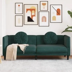 Sofá con cojines 3 plazas terciopelo verde oscuro by vidaXL, Sofas - Ref: Foro24-372644, Price: 309,51 €, Discount: %