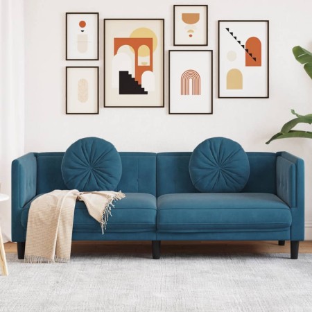 Sofá con cojines 3 plazas terciopelo azul by vidaXL, Sofas - Ref: Foro24-372650, Price: 275,89 €, Discount: %