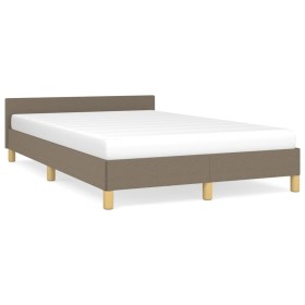 Estructura de cama con cabecero tela gris taupe 120x190 cm