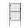 Gartengittertor aus grau verzinktem Stahl, 100 x 175 cm von vidaXL, Gartentore - Ref: Foro24-145772, Preis: 158,67 €, Rabatt: %